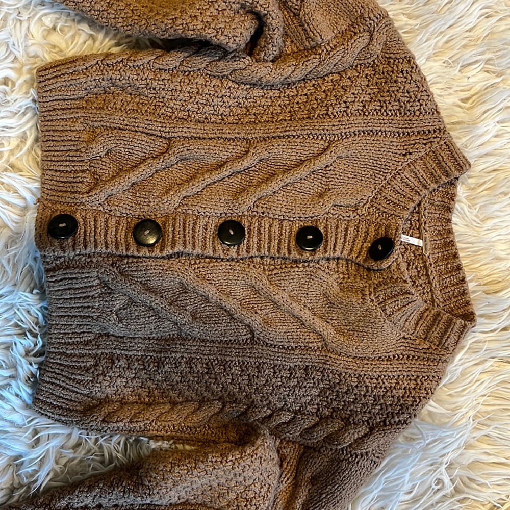 Free People Cropped Cable Knit Cardigan - XS